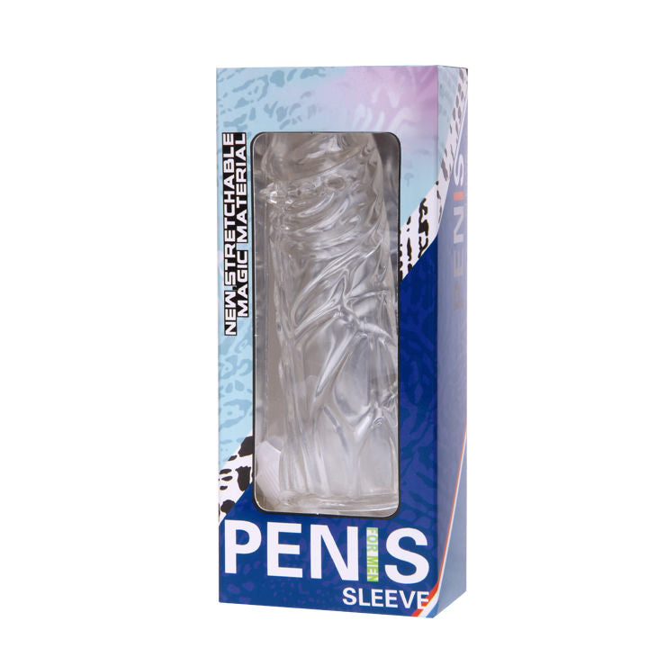 Transparent Silicone Penis Cover with Stimulating Nodules | 13 cm insertable, 14.2 cm total | BAILE