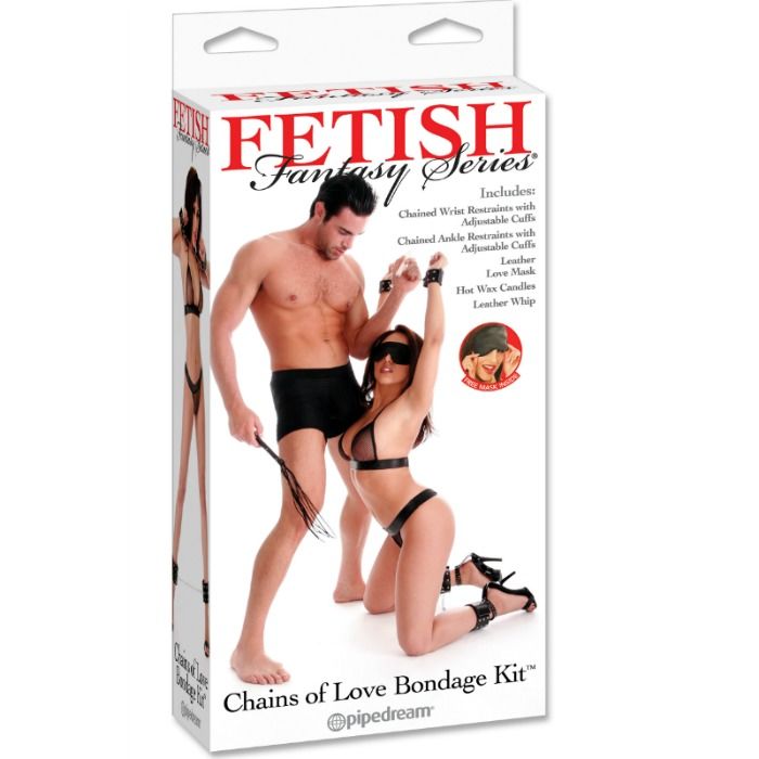 Chains of Love Bondage Kit | Wrist & Ankle Restraints, Masks & Whip | FETISH FANTASY SERIES