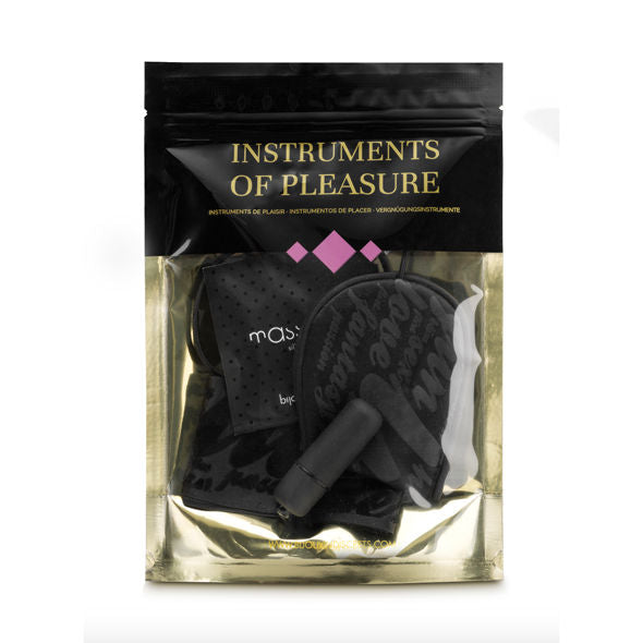 Violet sensual kit with satin cuffs, mask & bullet | BIJOUX