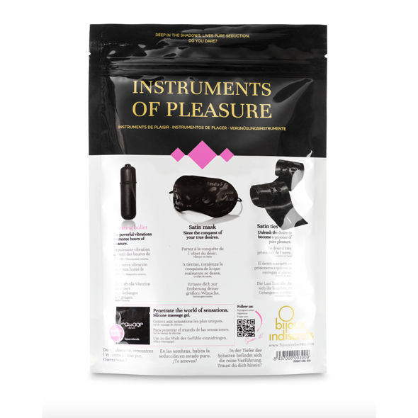 Violet sensual kit with satin cuffs, mask & bullet | BIJOUX