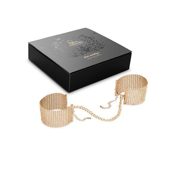 Désir Métallique Golden Metal Mesh Handcuffs | BIJOUX