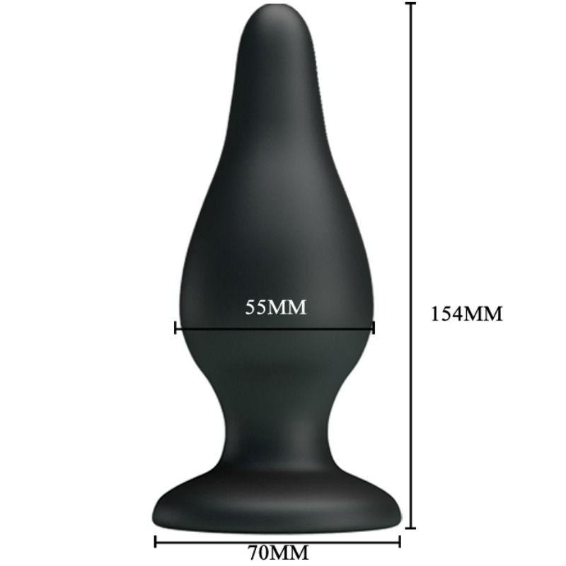 Ergonomic Suction-Cup Silicone Plug – Black | 15.4 cm × 5.5 cm | PRETTY LOVE