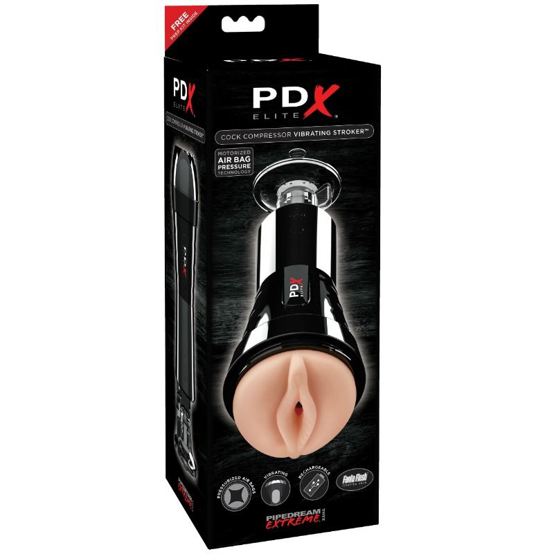 PDX Elite Cock Compressor Vibrating Stroker | Air-Bag Compression & Suction