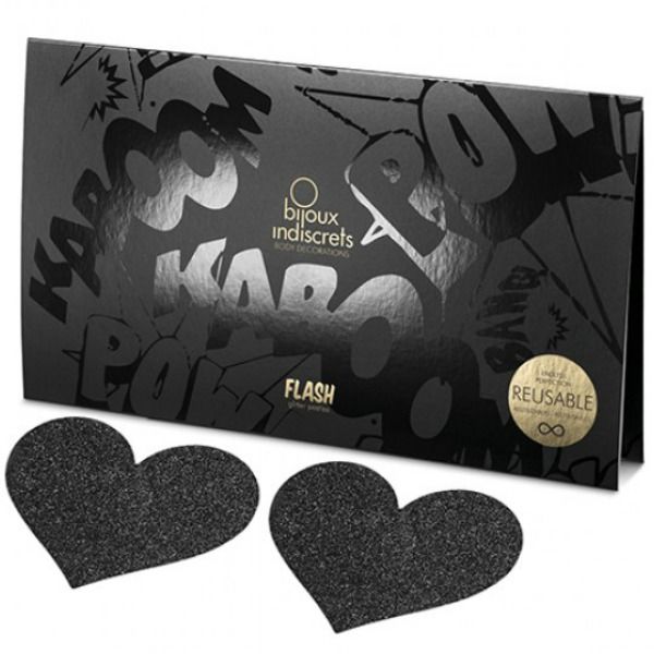 Flash Black Heart Nipple Covers | BIJOUX INDISCRETS