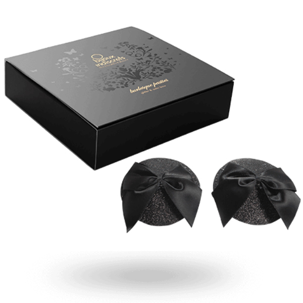 Burlesque Shiny Nipple Covers with Bow | 6 cm | BIJOUX