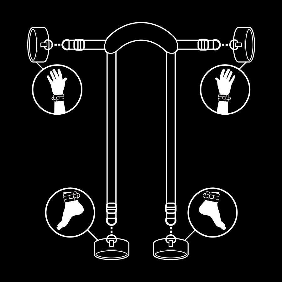 Master Position Restraint Set with 4 Neoprene-Lined Cuffs – FETISH SUBMISSIVE