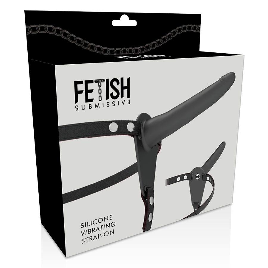 Strap-On Vibrator 15 cm - Black Silicone - Fetish Submissive