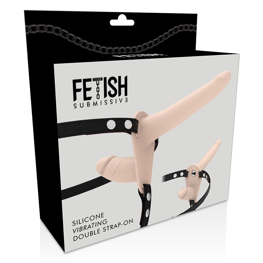 Double Penetration Strap-On Up-Tilt Vibrator | 15.0 cm + 8.0 cm | Fetish Submissive
