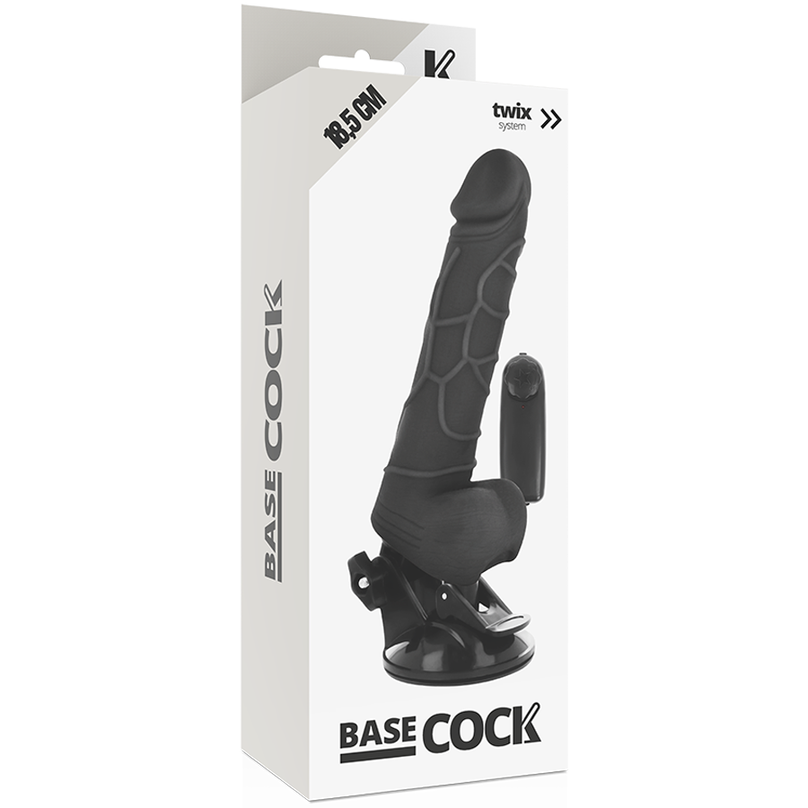 Realistic Vibrator with Wired Remote Black | 18.5 cm x 4.0 cm | Basecock
