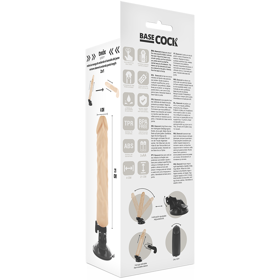 BASECOCK - REALISTIC VIBRATOR REMOTE CONTROL BLACK 21 CM -O- 4 CM