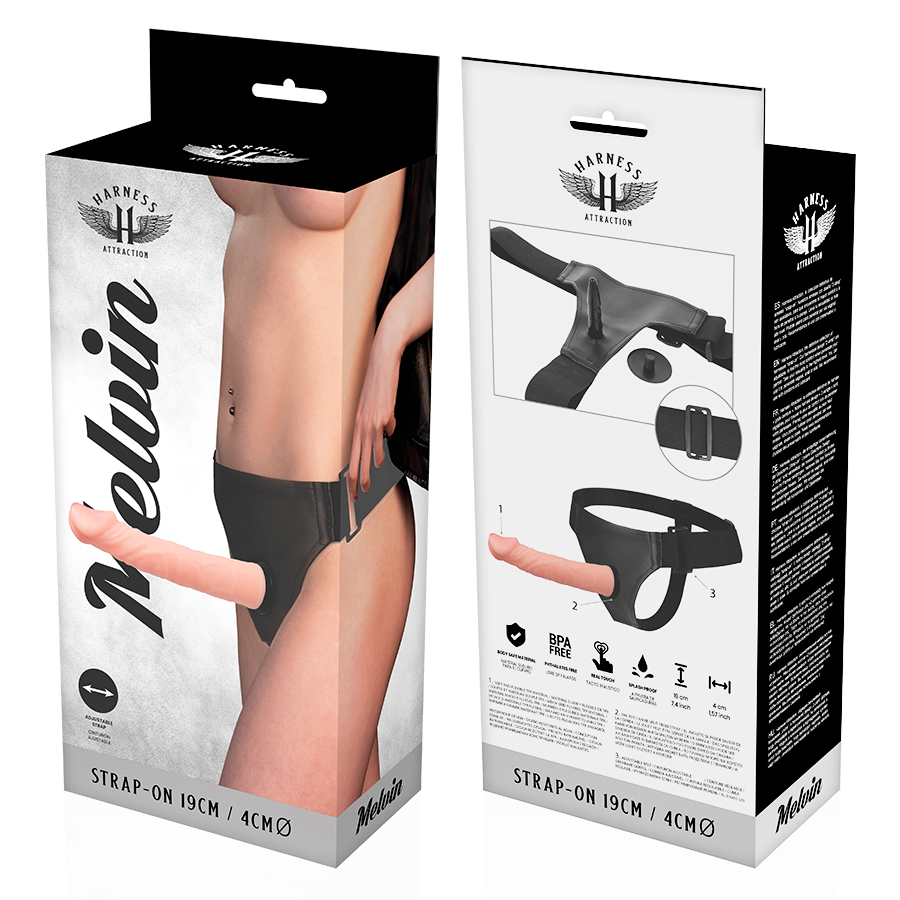 Melvin Strap-On Flesh 19 cm x 4 cm - Harness Attraction
