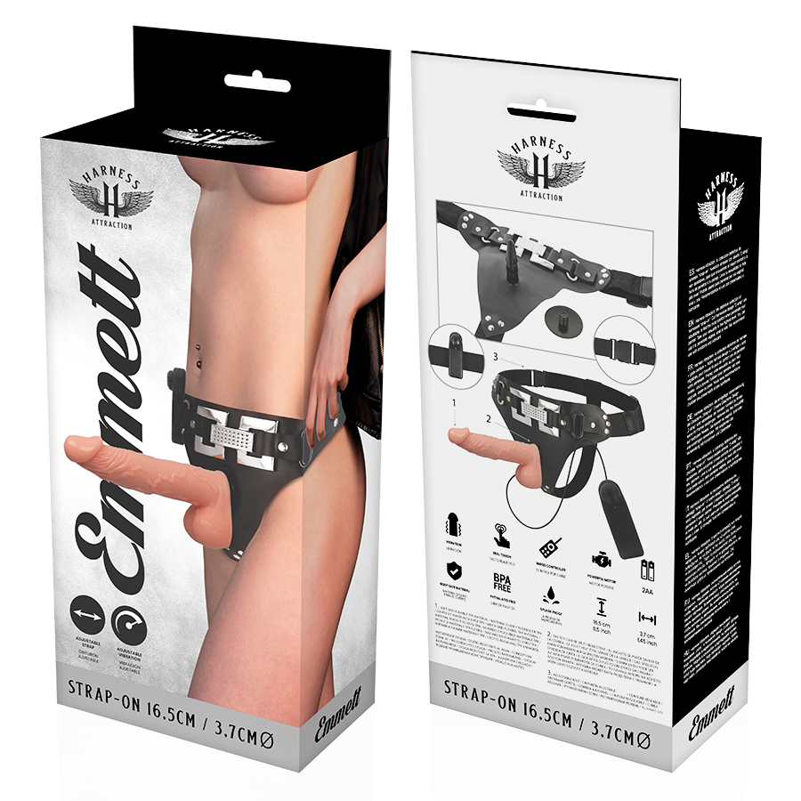 Realistic Vibrating Strap-On Harness | 16.5 cm x 3.7 cm | Harness Attraction Emmett