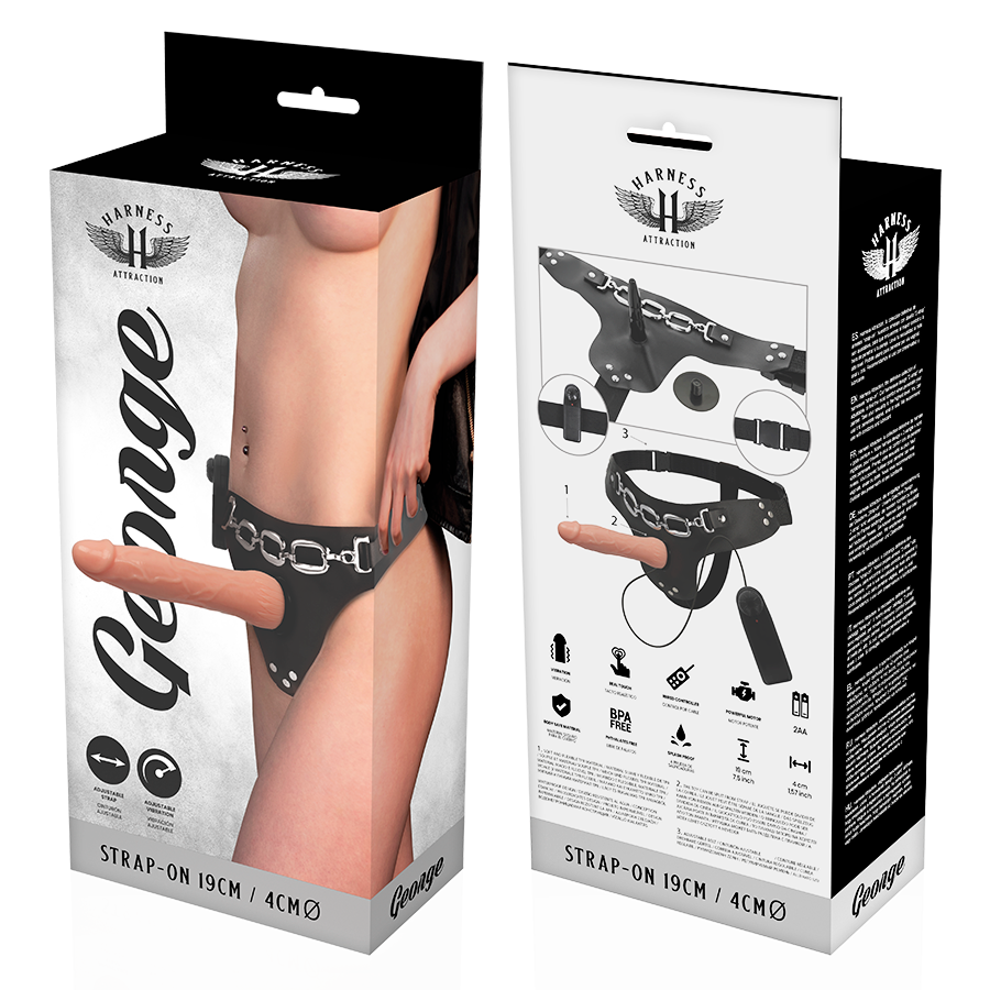 George Strap-On Realistic Vibrator 19 cm x 4 cm - Harness Attraction