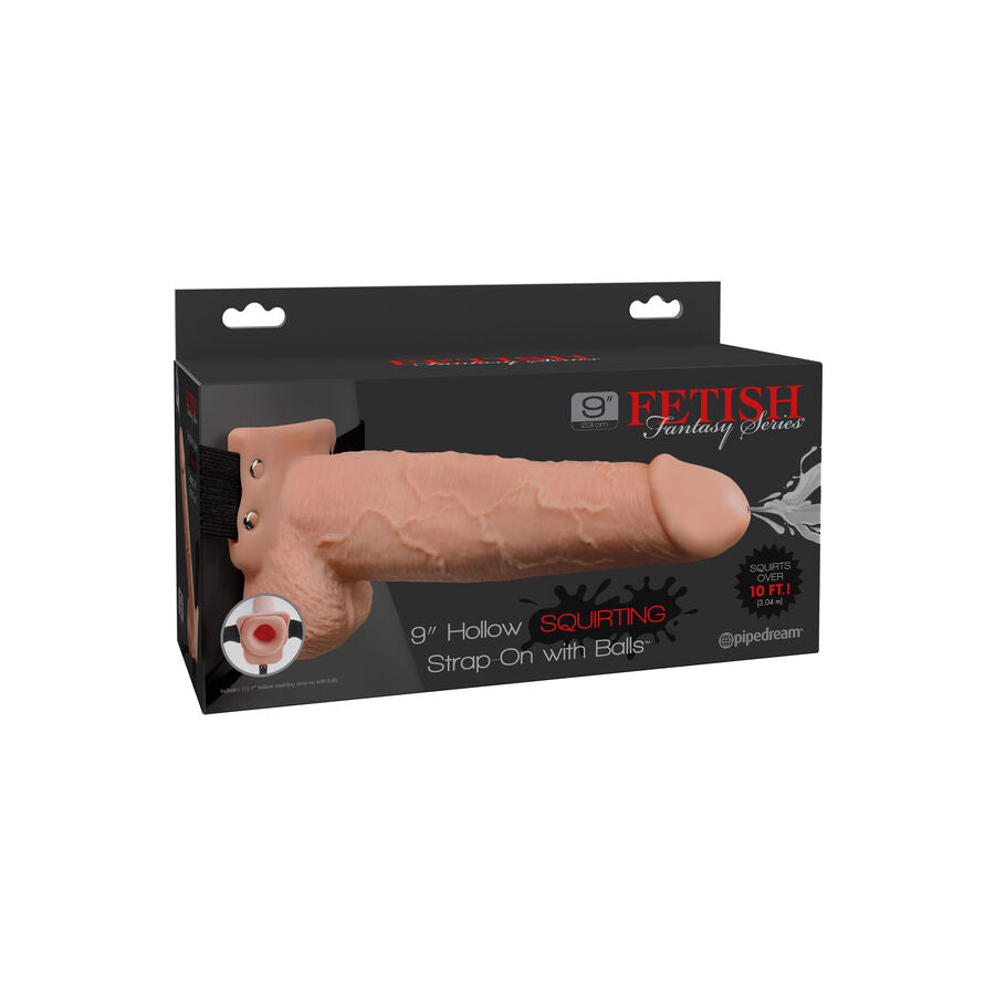 Ejaculating strap-on harness, hollow dong | 22.9 cm × 5.3 cm | FETISH FANTASY SERIES