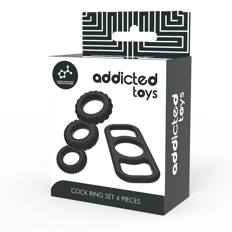 Silicone Cock Ring Set 4 Pieces | ADDICTED TOYS