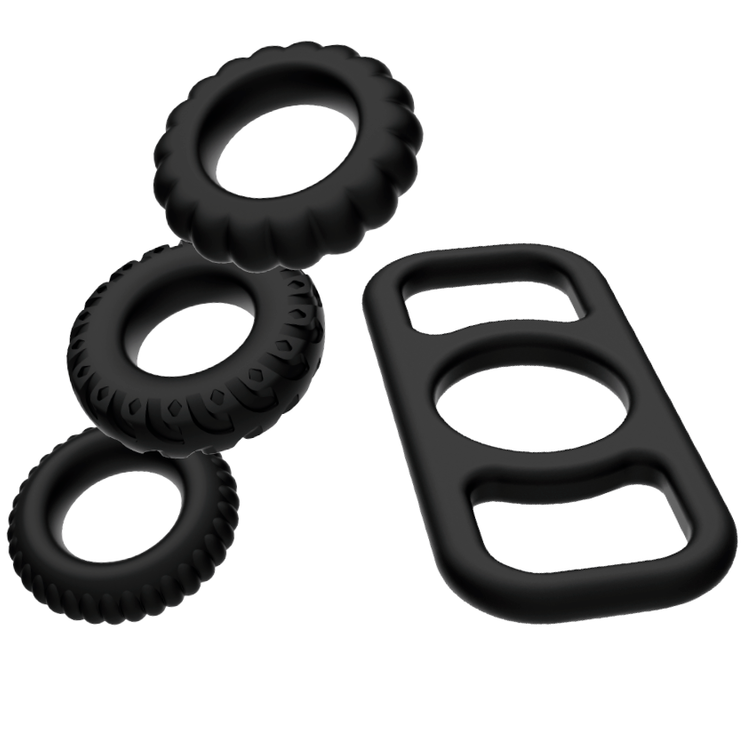 Silicone Cock Ring Set 4 Pieces | ADDICTED TOYS