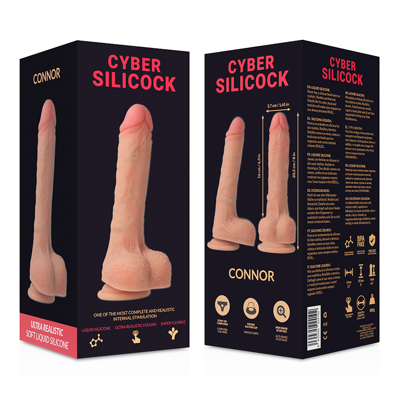 Strap-On Harness + Liquid Silicone Dildo 20.5 cm x 3.7 cm – Cyber Silicock Connor