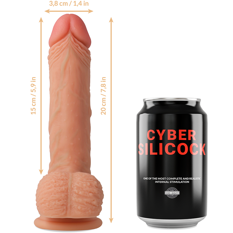 Strap-On Freeman – Liquid Silicone Dildo with Harness (3 Rings) – 20 cm x 3.8 cm – Cyber Silicock