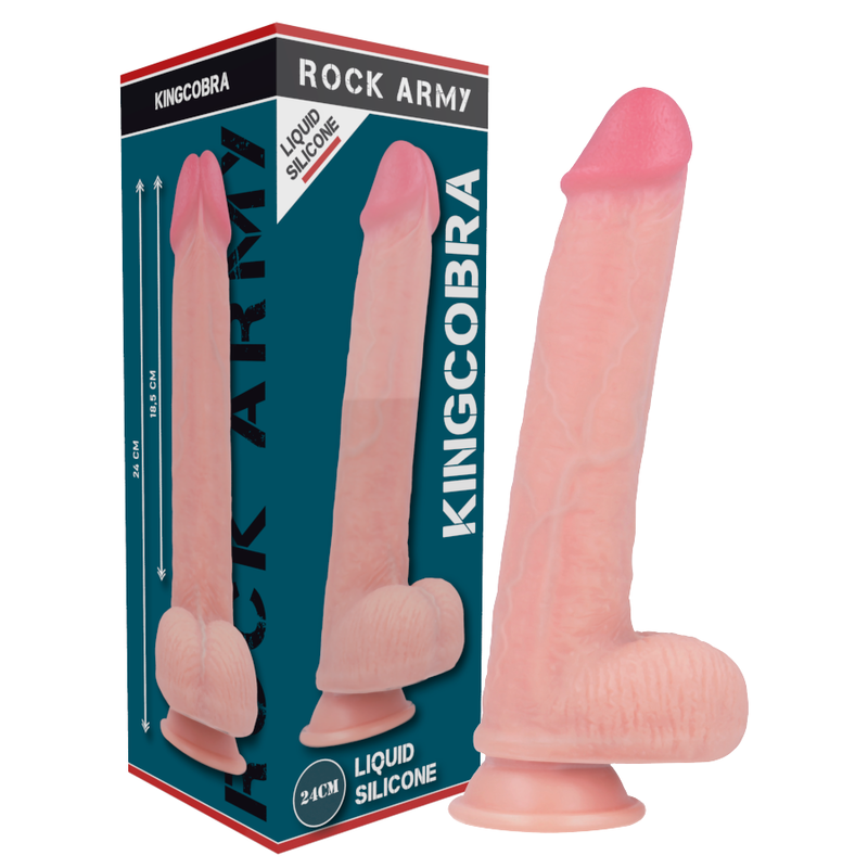 HARNESS + Liquid Silicone Realistic Dildo 24 cm x 4.77 cm | Dual Density, Suction Cup – Rock Army